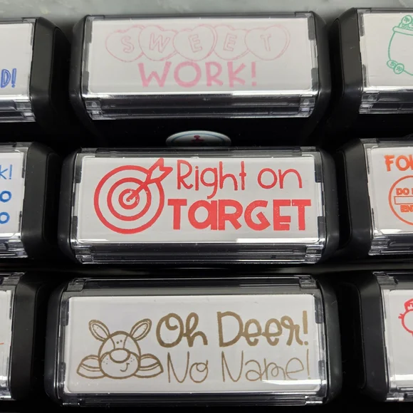 Set of 15 Teacher Rubber Message Homework Stamps Self-Inking School Education - Picture 4 of 16